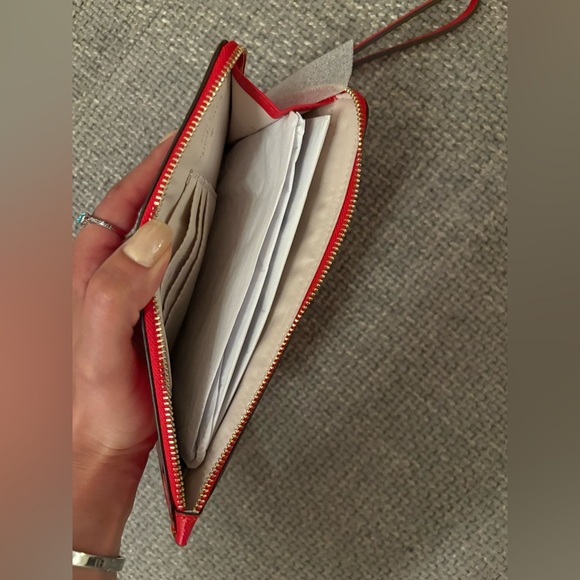 Brand New Kate Spade Ruby Red Leather Wristlet Wallet Card Slots | 8” x 5” - Picture 6 of 10